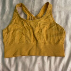 Uniqlo Mustard Yellow Ribbed sports bra
